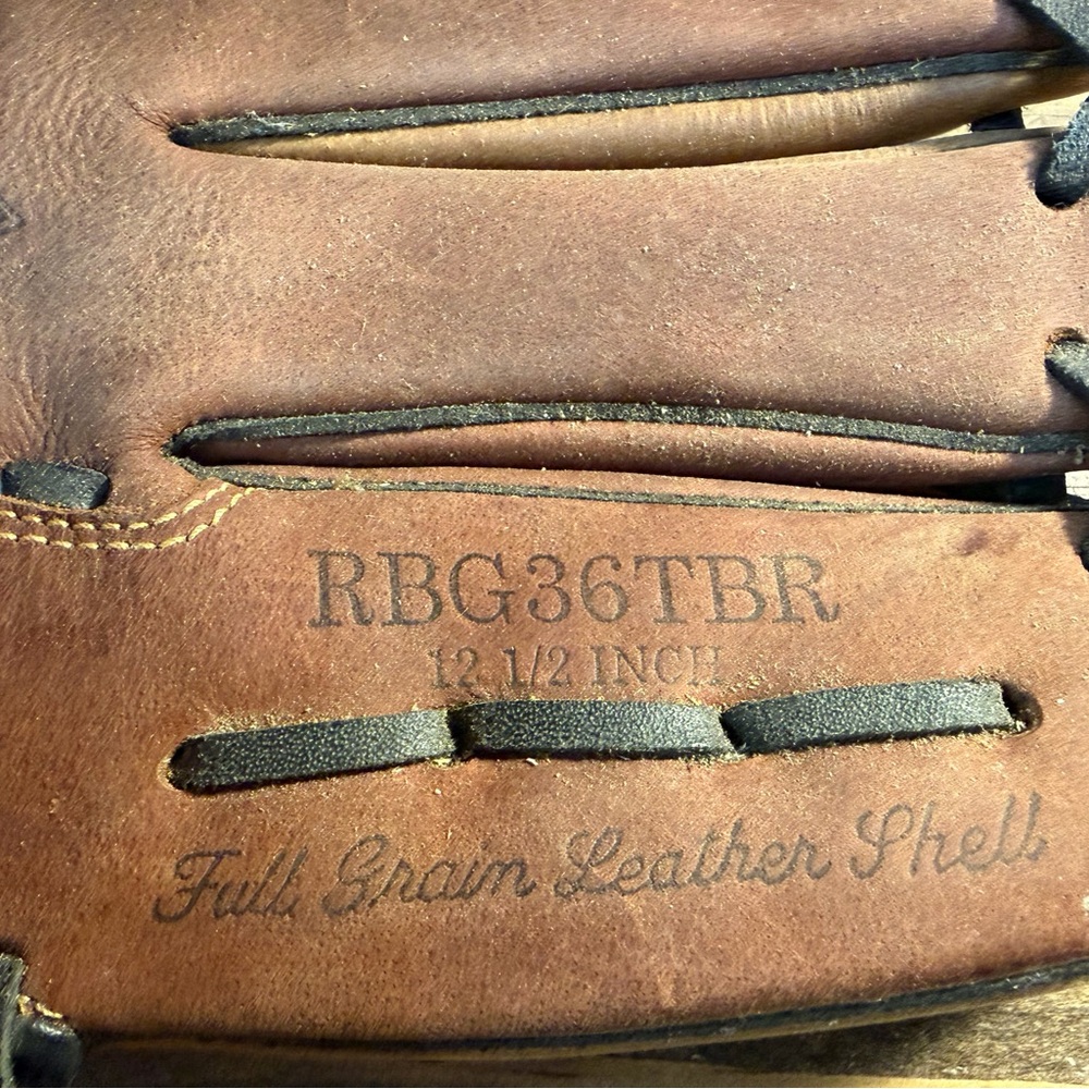 Rawlings RBG36TBR RH 12.5" Leather Zero Shock Baseball Glove Left Hand Throw - Picture 3 of 12